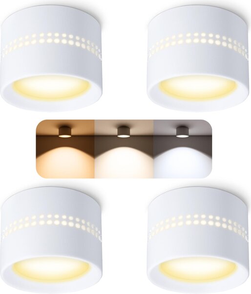 SSC-LUXon ALAPI Faretto da soffitto bianco Set da 4 incl. lampadine GX53 dimmerabili LumiFLEX Colore della luce caldo / neutro / freddo - Lampada a vista LED con illuminazione indiretta Soffitto