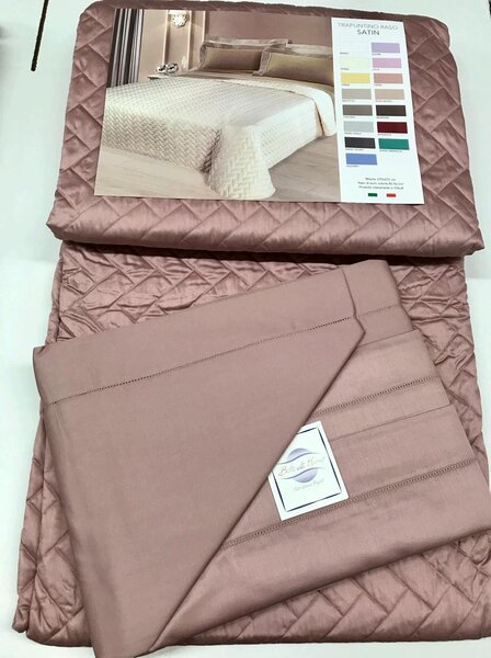 Completo Lenzuola Matrimoniale Botticelli Home Satin in Raso di Cotone