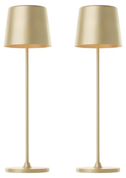 BRILLIANT Lampada da tavolo ricaricabile a LED Kaami, 2 W, 310 lm, 3000 K, oro, set da 2