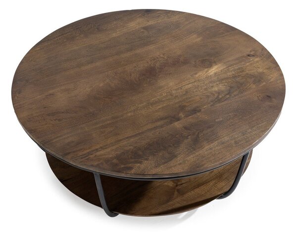 Tavolino da salotto rotondo colore naturale scuro in mango massiccio ø 90 cm Delhi – MOME