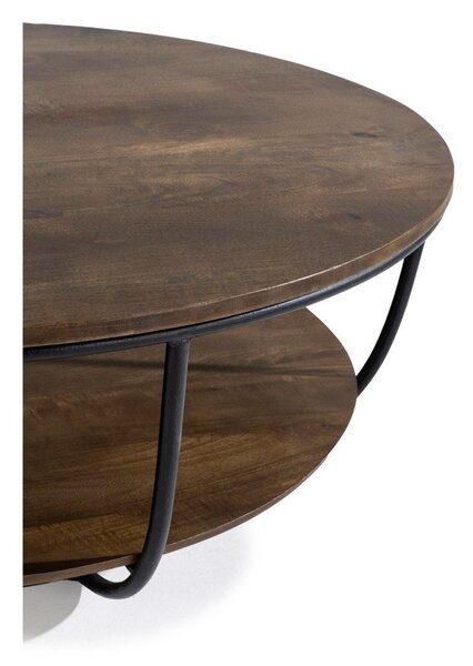 Tavolino da salotto rotondo colore naturale scuro in mango massiccio ø 90 cm Delhi – MOME