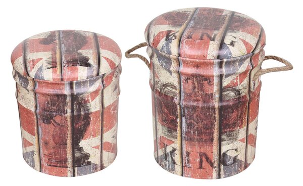 THEODORE - set di 2 pouf contenitore tondo poggiapiedi