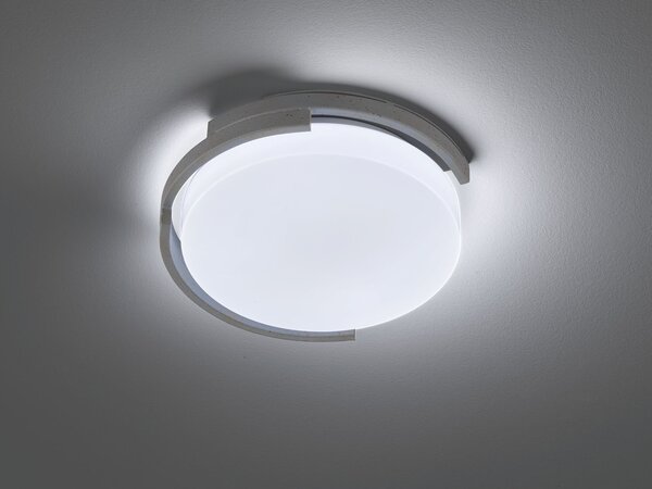 Plafoniera LED FHL easy, modello PEPE, rotonda, diametro 30 cm, grigia con diffusore in acrilico bianco
