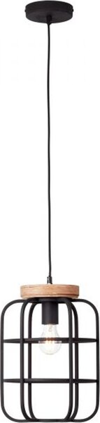 Lampada BRILLIANT, lampada a sospensione Gwen 1flg legno antico/corindone nero, metallo/legno, 1x A60, E27, 40W, lampade standard (non incluse)