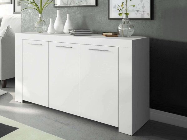 Credenza bianca 144x42x80h cm 3 ante - Amaculi