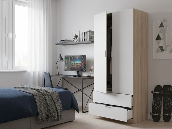 Guardaroba 2 ante bianco e rovere 81x180h cm - Appadu