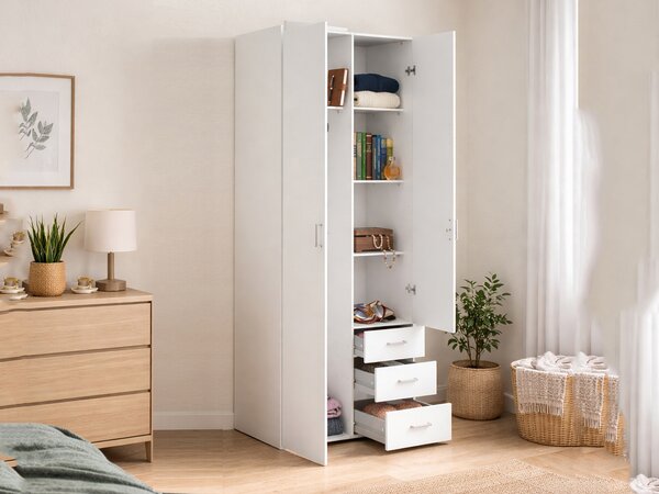 Guardaroba 2 ante- bianco con appendiabiti 77x200h cm - Apollina