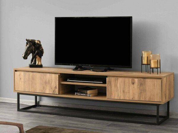 Mobile TV nero e quercia 180x40x50h cm in legno - Kira