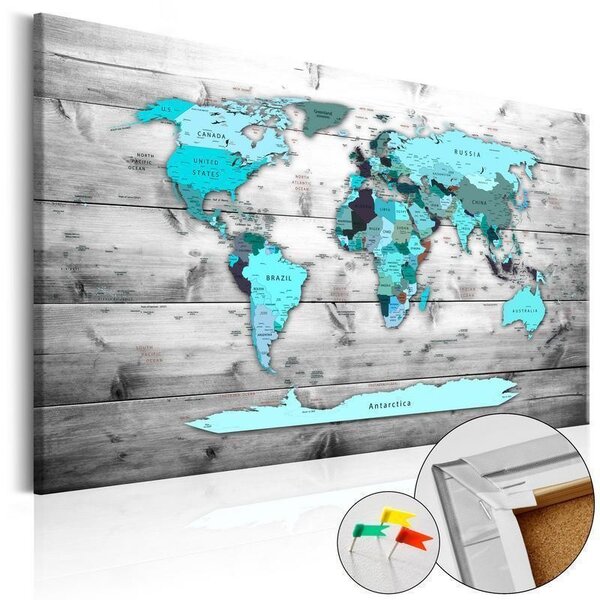 Quadri di sughero Blue Continents [Cork Map]