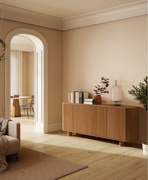Cassettiera di colore naturale con effetto rovere 180x75x40 cm Padoc – MOME