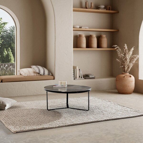 Tavolino da salotto rotondo nero/grigio opaco ø 90 cm Clarisa – MOME