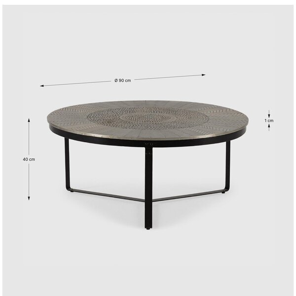 Tavolino da salotto rotondo nero/grigio opaco ø 90 cm Clarisa – MOME