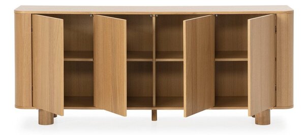 Cassettiera di colore naturale con effetto rovere 180x75x40 cm Padoc – MOME