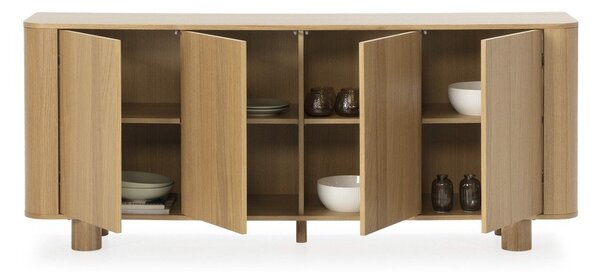 Cassettiera di colore naturale con effetto rovere 180x75x40 cm Padoc – MOME