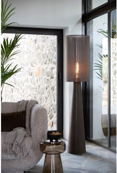 Lampada da terra marrone con paralume in tessuto (altezza totale 180 cm) Micky – Light & Living