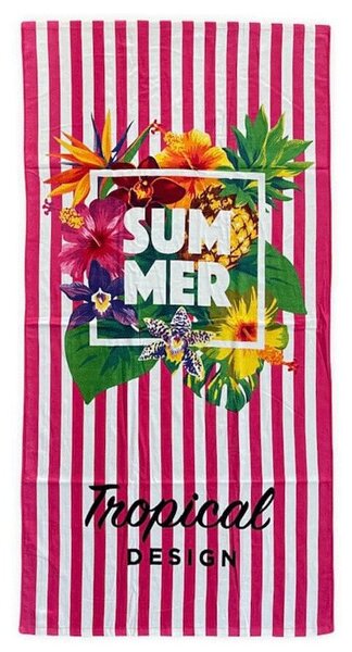 Telo Mare Spugna Stampato Summer Tropical