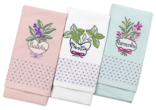 Strofinacci cucina 3 pezzi in cotone Vingi Herbarium