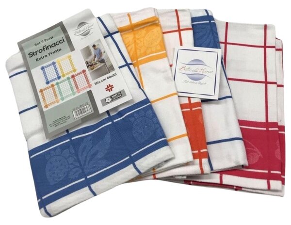 Strofinacci cucina 5 pezzi in cotone Botticelli Home Extra Frutta
