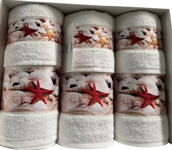 Set asciugamano bagno viso e ospite Botticelli Home Conchiglie