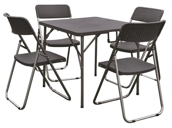 Tavolo pieghevole con sedie incluse acciaio resina set tavolo con 4 sedie antracite Garden Ecco Fatto