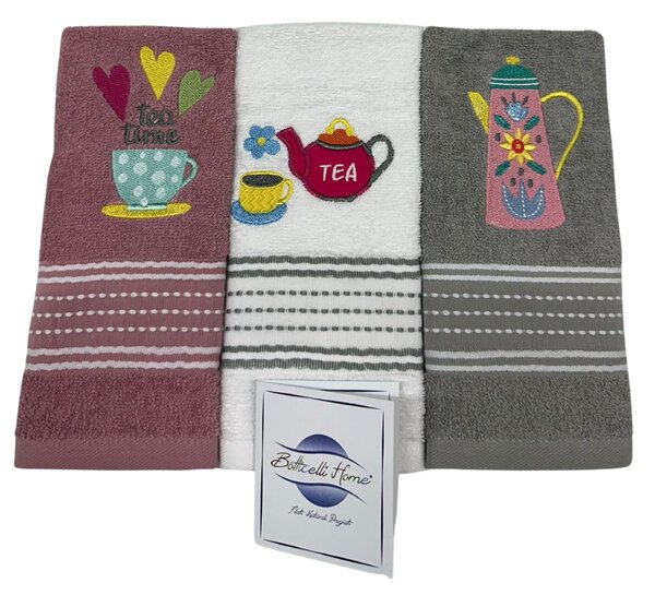 Strofinacci cucina 3 pezzi in spugna Botticelli Home Tea