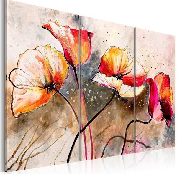 Quadro Papaveri frustati dal vento