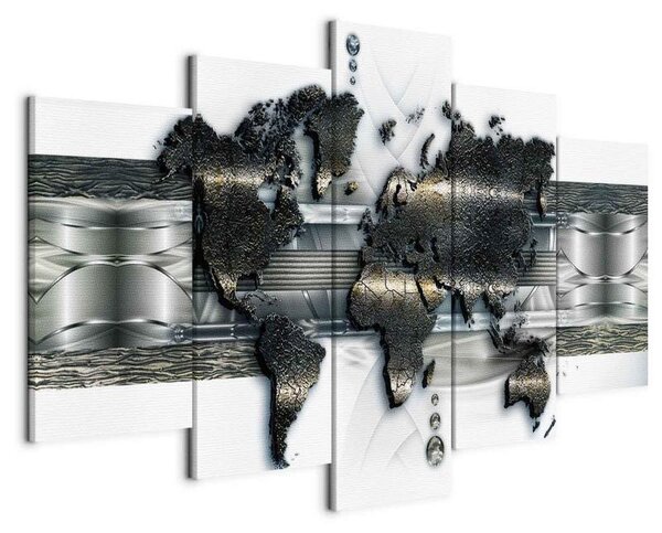 Quadro Mappa di mondo di metallo