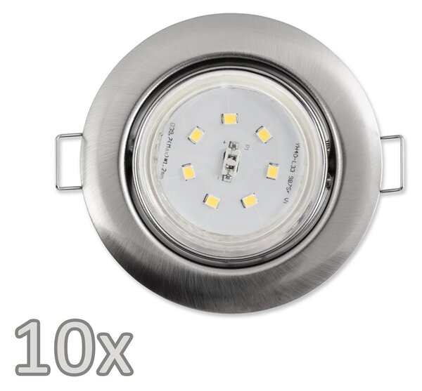 Set di luci da incasso McShine, 10x cornice, 10x faretto, acciaio inox, 3W, 300lm