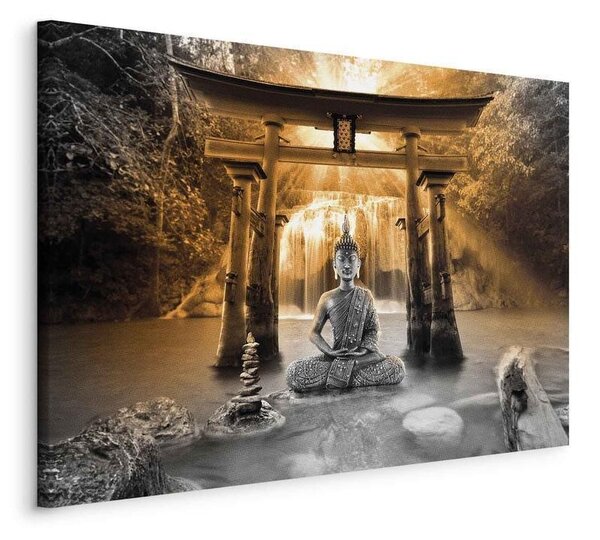 Quadro Buddha Smile (1 Part) Wide Orange