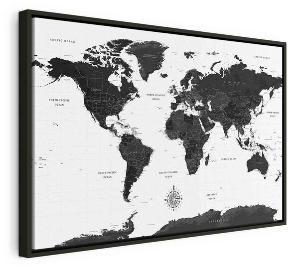 Quadro Black and White Map (1 Part) Wide