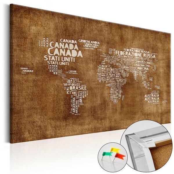 Quadri di sughero The Lost Map [Cork Map Italian Text]