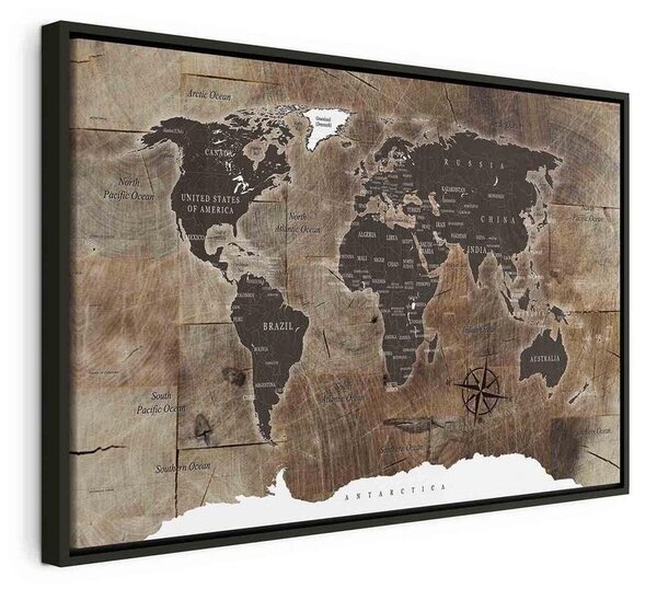Quadro World Map: Wooden Mosaic