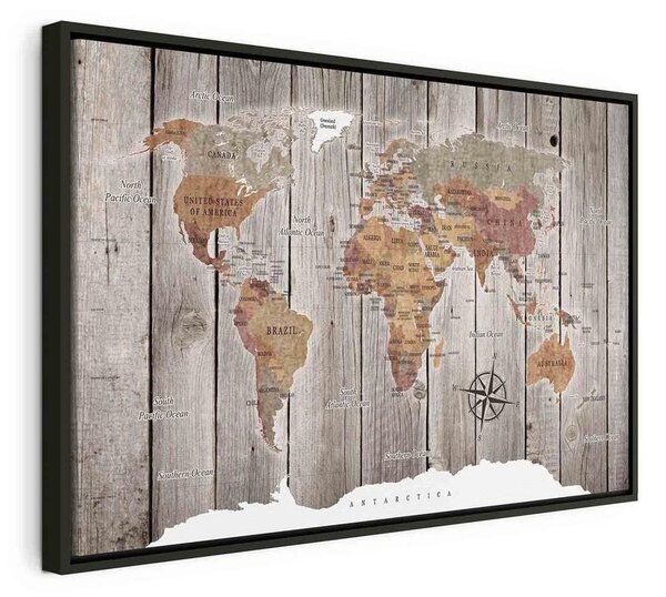 Quadro World Map: Wooden Stories