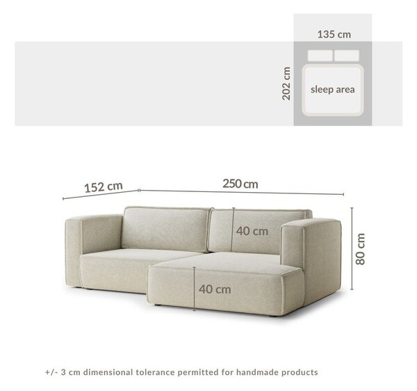 Divano angolare beige allungabile/con contenitore (con penisola a destra/con chaise lounge) con rivestimento in ciniglia Velto – Maison de Rêve