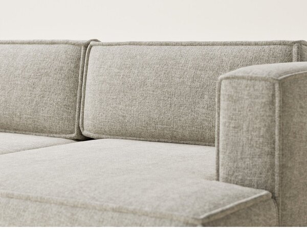 Divano angolare beige allungabile/con contenitore (con penisola a destra/con chaise lounge) con rivestimento in ciniglia Velto – Maison de Rêve