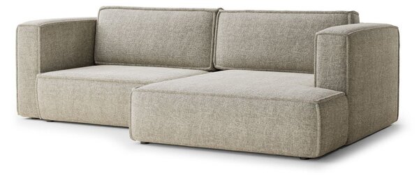 Divano angolare beige allungabile/con contenitore (con penisola a destra/con chaise lounge) con rivestimento in ciniglia Velto – Maison de Rêve