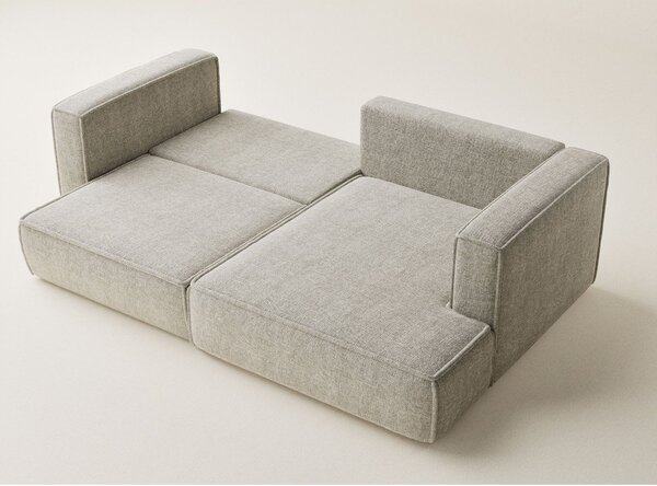 Divano angolare beige allungabile/con contenitore (con penisola a destra/con chaise lounge) con rivestimento in ciniglia Velto – Maison de Rêve