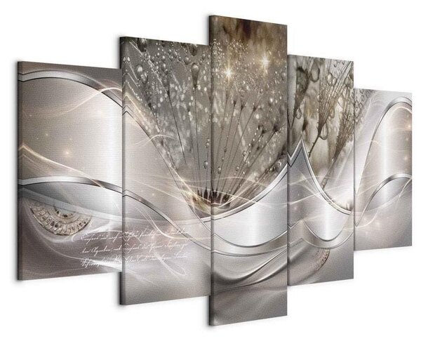 Quadro Sparkling Dandelions (5 Parts) Beige Wide