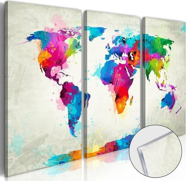 Quadri su vetro acrilico World Map: An Explosion of Colours [Glass]