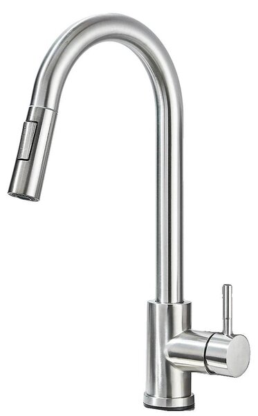 Rubinetto da cucina, con doccetta estraibile, design a leva singola, finitura in nichel spazzolato