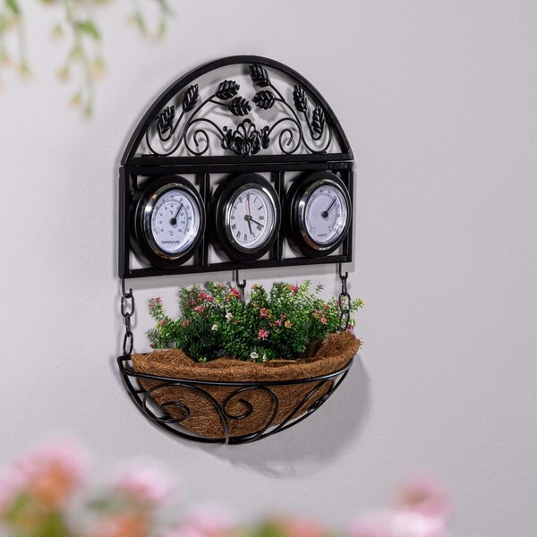 Stazione meteorologica con vaso da fiori, circa 26 x 8 x 32 cm