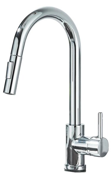 Miscelatore da cucina, con doccetta estraibile, design a leva singola, finitura cromata