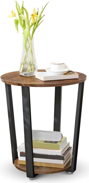 Holz4home® Tavolino Lorie I Tavolino da salotto rotondo Ø50cm I Look industriale Marrone I Tavolino vintage Tavolino da tè Tavolino vintage I Tavolino