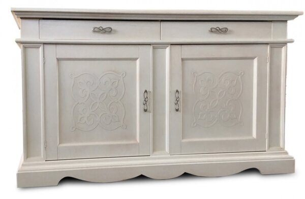 CREDENZA IN LEGNO CLASSICA SOGGIORNO ANTE CON DECORO A RILIEVO