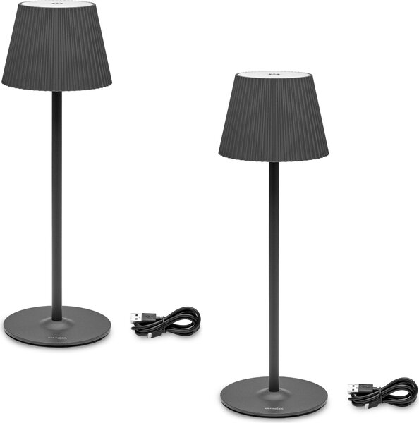 Set di 2 Oktaplex Vero LED lampada da tavolo ricaricabile dimmerabile IP54 2700K bianco caldo interno / esterno 37cm antracite