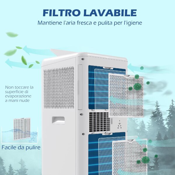 DecHome Condizionatore Portatile 12000 BTU/h Climatizzatore Funzione Deumidificatore con Telecomando e Timer colore Bianco - 88U0WT