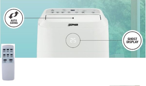 Zephir Condizionatore Portatile 12000 Btu /h Climatizzatore solo Freddo Classe A Funzione Sleep con Timer - ZPO12000