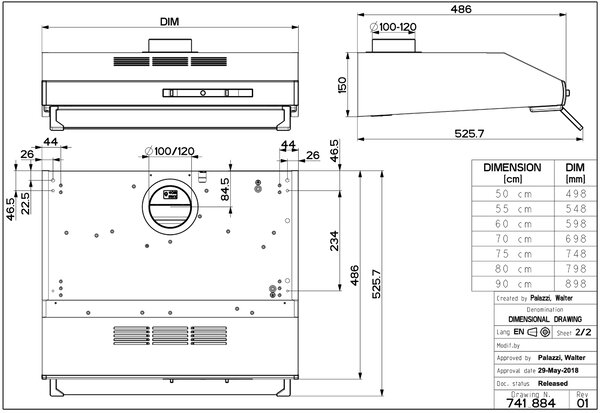 Faber Cappa Cucina Aspirante Sottopensile Incasso Larghezza 60 cm colore Acciaio - 300.0557.576 - 2740 SRM X A60 (VIS) FB EXP