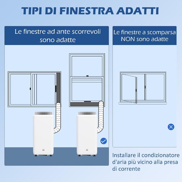 DecHome Condizionatore Portatile 12000 BTU/h Climatizzatore Funzione Deumidificatore con Telecomando e Timer colore Bianco - 88U0WT