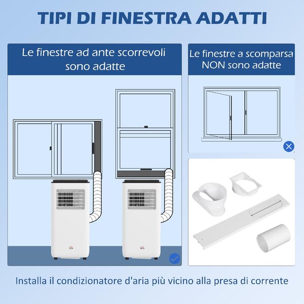 DecHome Condizionatore Portatile 7000 BTU/h Climatizzatore solo Freddo Funzione Deumidificatore con Telecomando e Timer colore Bianco - 80V0WT